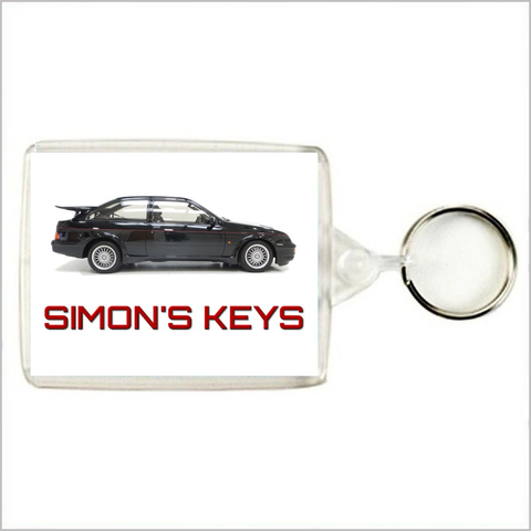 Personalised Classic Car Keyring / Bag Tag for FORD SIERRA RS COSWORTH Enthusiasts