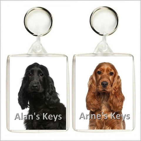 Personalised COCKER SPANIEL DOG Keyring / Bag Tag - TWO DESIGNS AVAILABLE