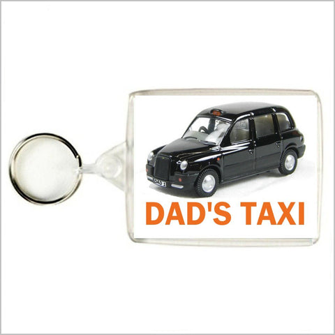 "DAD'S TAXI" BLACK LONDON TAXI CAB Novelty Keyring / Bag Tag