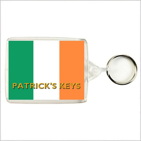 Personalised IRISH FLAG / IRISH TRICOLOUR / IRELAND / EIRE Keyring / Bag Tag