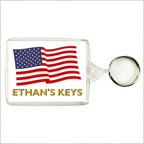 Personalised USA / STARS AND STRIPES / AMERICAN FLAG Keyring / Bag Tag