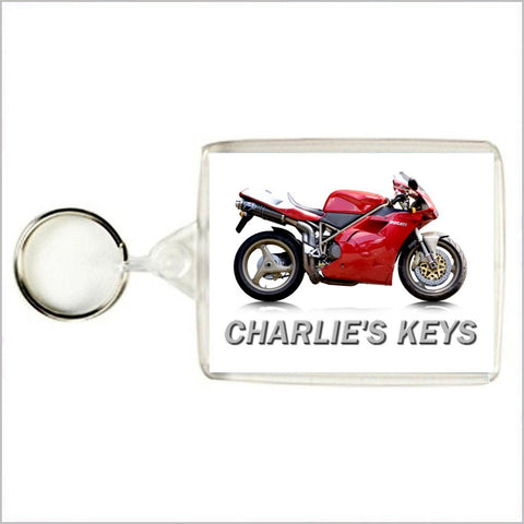 Personalised Classic Motorcycle Keyring / Bag Tag for DUCATI 916 Enthusiasts