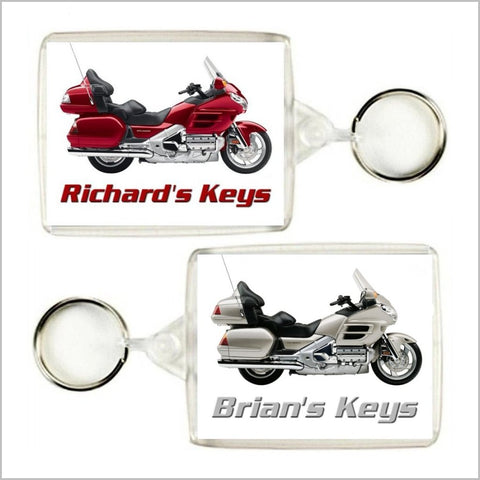 Personalised Classic Motorcycle Keyring / Bag Tag for HONDA GOLDWING Enthusiasts (2 DESIGNS)