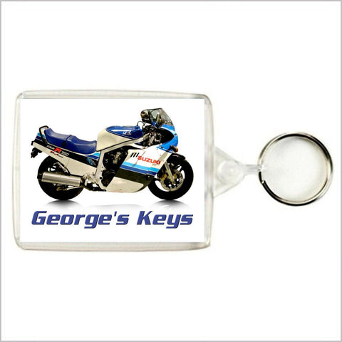 Personalised SUZUKI GSXR750 Classic Motorcycle Keyring / Bag Tag
