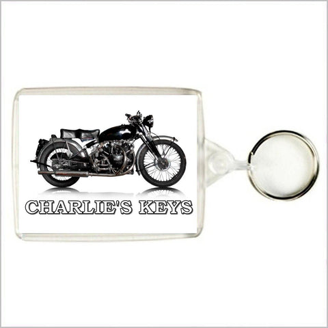 Personalised Classic Motorcycle Keyring / Bag Tag for VINCENT BLACK SHADOW Enthusiasts