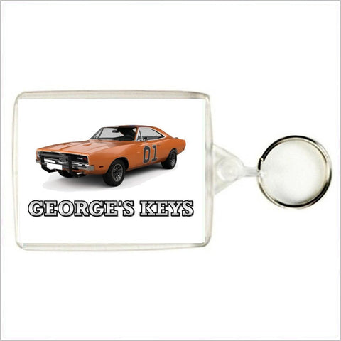 Personalised American Muscle Car Keyring / Bag Tag for DODGE CHARGER Enthusiasts