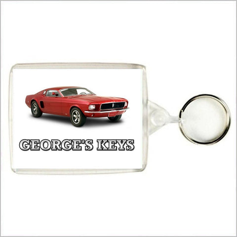Personalised American Muscle Car Keyring / Bag Tag for FORD MUSTANG MACH 1 Enthusiasts