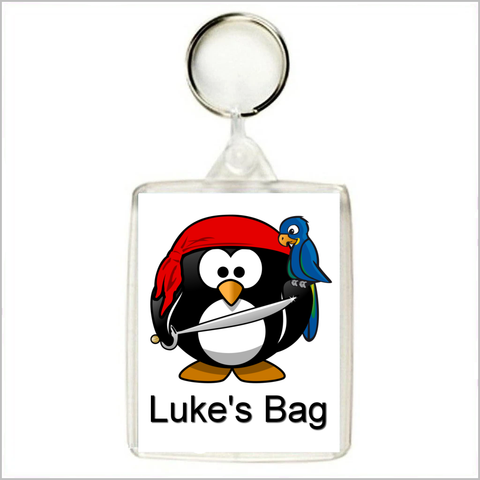Personalised PIRATE PENGUIN Keyring / Bag Tag