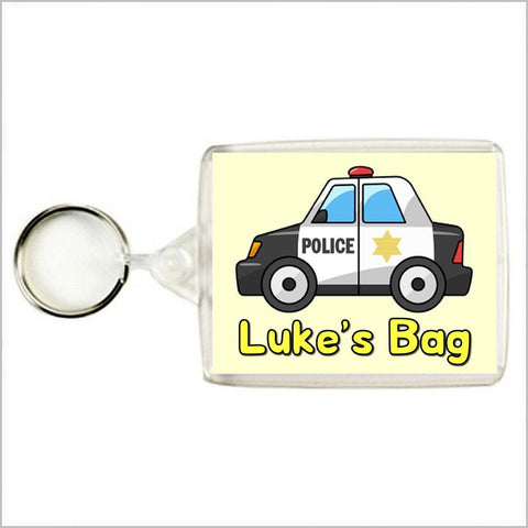 Personalised POLICE CAR Keyring / Bag Tag