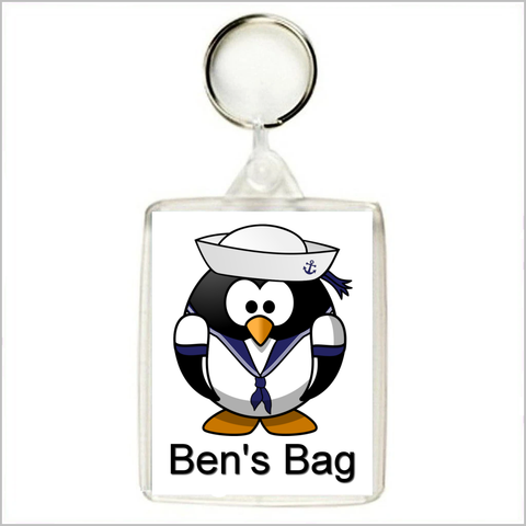 Personalised SAILOR PENGUIN Keyring / Bag Tag