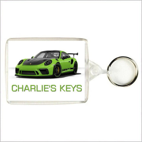 Personalised Supercar Keyring / Bag Tag for PORSCHE GT3 RS Enthusiasts