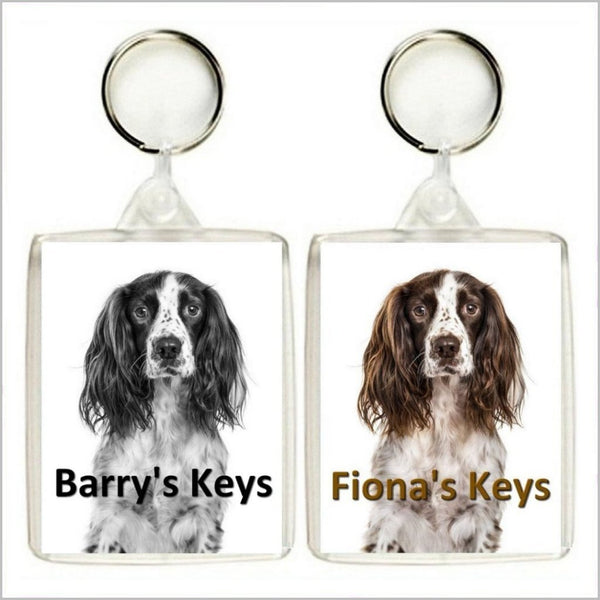 Personalised SPRINGER SPANIEL DOG Keyring / Bag Tag - TWO DESIGNS AVAILABLE