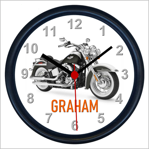 Personalised Classic Motorcycle Wall Clock for HARLEY DAVIDSON SOFTAIL Enthusiasts