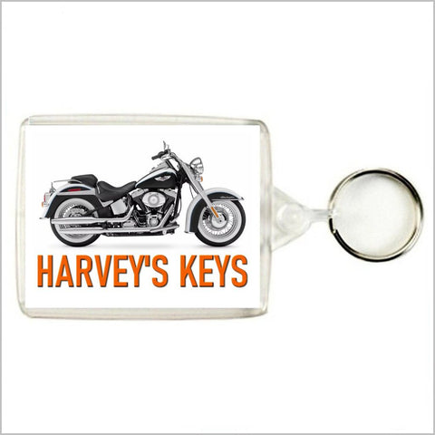 Personalised Classic Motorcycle Keyring / Bag Tag for HARLEY DAVIDSON SOFTAIL Enthusiasts