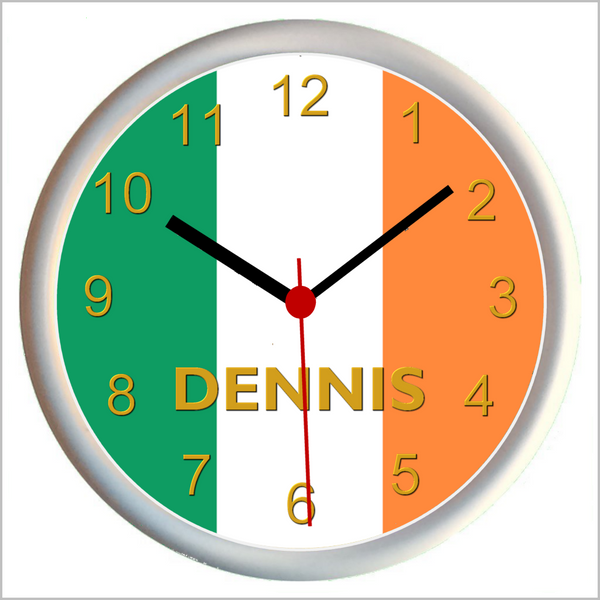 Personalised IRISH FLAG / IRISH TRICOLOUR / IRELAND / EIRE Wall Clock