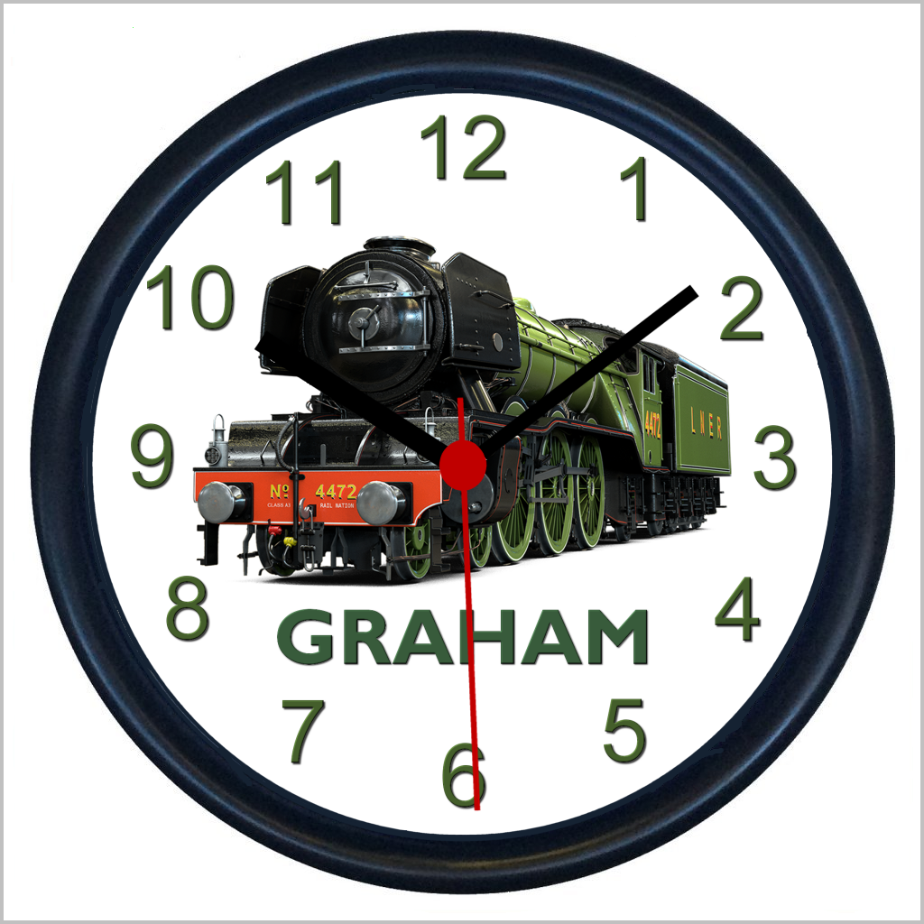 Personalised LNER No. 4472 "THE FLYING SCOTSMAN" Steam Locomotive Wall Clock