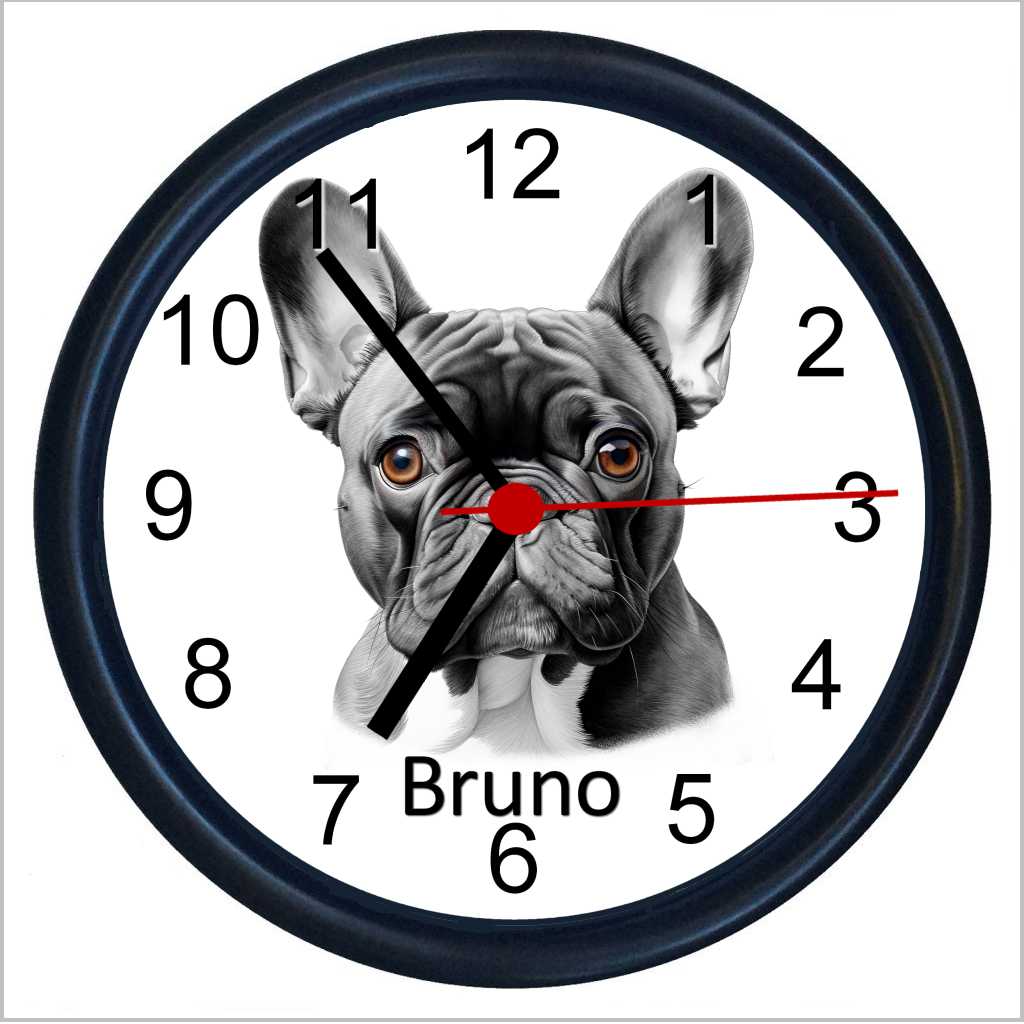 Personalised FRENCH BULLDOG Wall Clocks - THREE DESIGNS AVAILABLE
