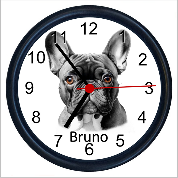 Personalised FRENCH BULLDOG Wall Clocks - THREE DESIGNS AVAILABLE