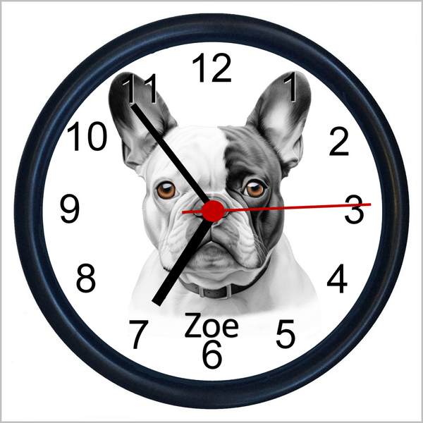 Personalised FRENCH BULLDOG Wall Clocks - THREE DESIGNS AVAILABLE
