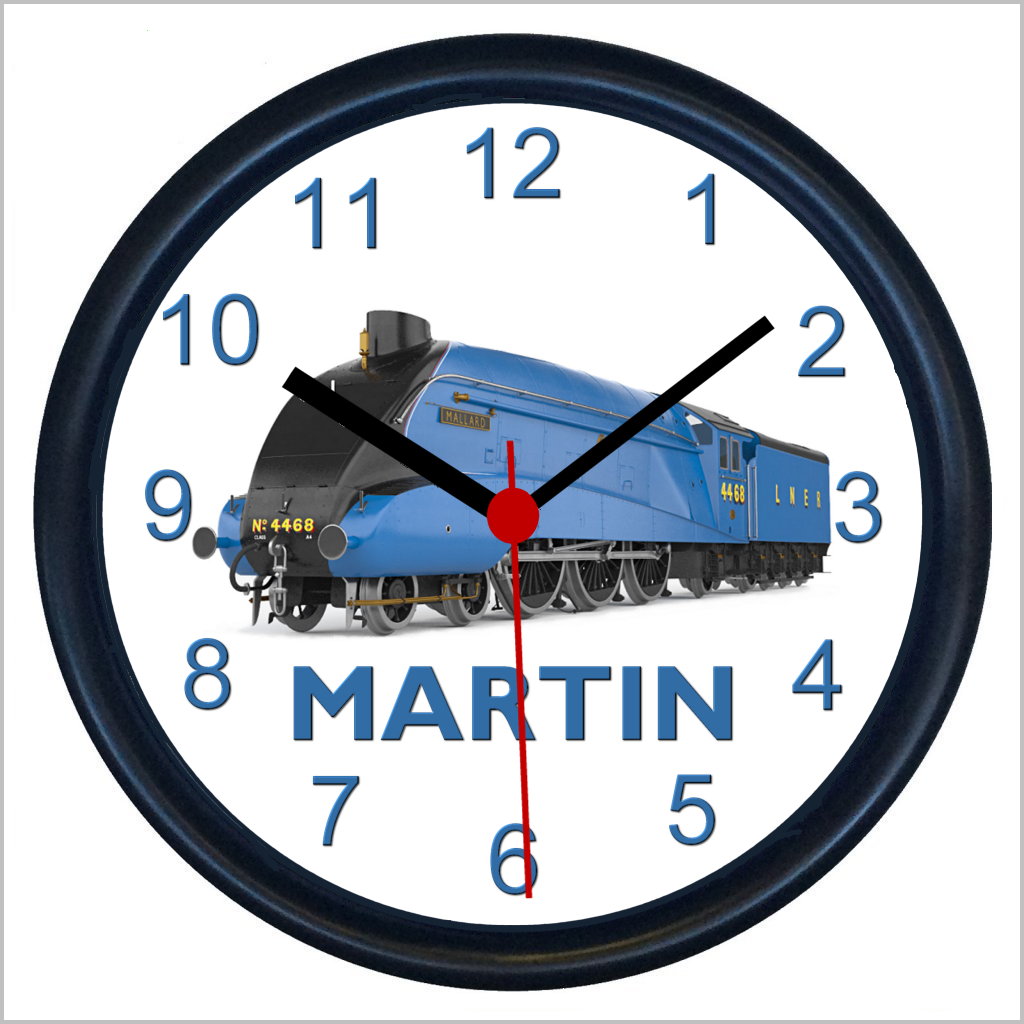 Personalised LNER No. 4468 "MALLARD" Steam Locomotive Wall Clock