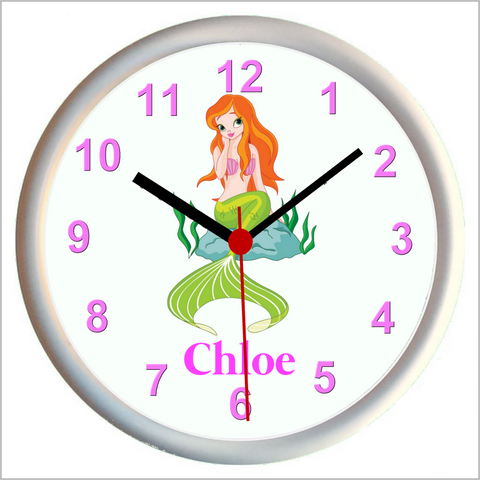 Personalised MERMAID Girls Bedroom Wall Clock