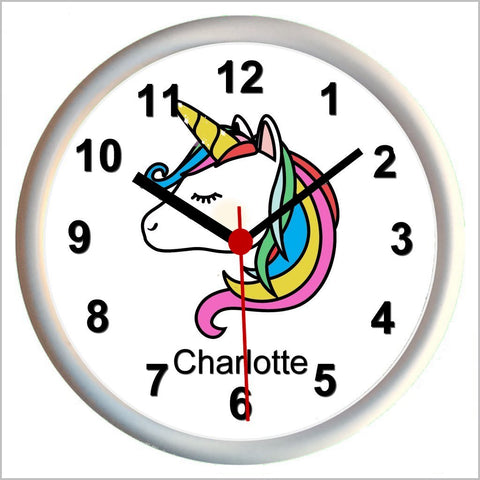 Personalised UNICORN Girls Bedroom Wall Clock