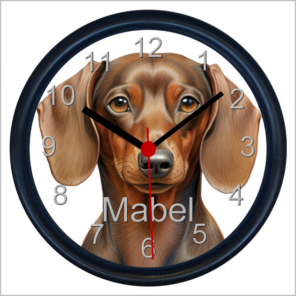 Personalised DACHSHUND (SAUSAGE DOG) Wall Clock - FOUR DESIGNS AVAILABLE