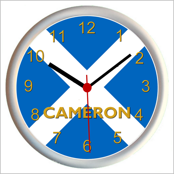 Personalised SCOTTISH FLAG / ST ANDREW'S CROSS / SALTIRE / SCOTLAND Wall Clock