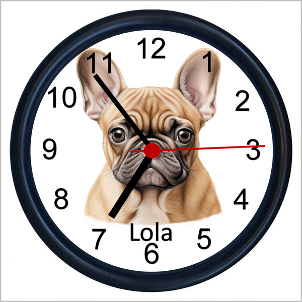 Personalised FRENCH BULLDOG Wall Clocks - THREE DESIGNS AVAILABLE