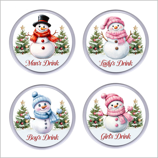 Personalised FESTIVE SNOWMAN CHRISTMAS Acrylic Drinks Coasters (FOUR DESIGNS Available)