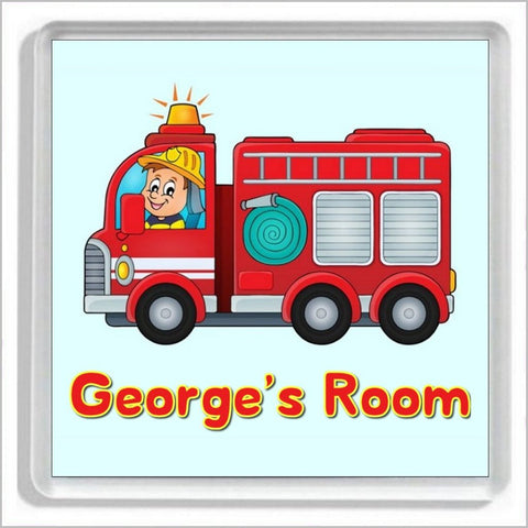 Personalised FIRE ENGINE Bedroom Door Plaque