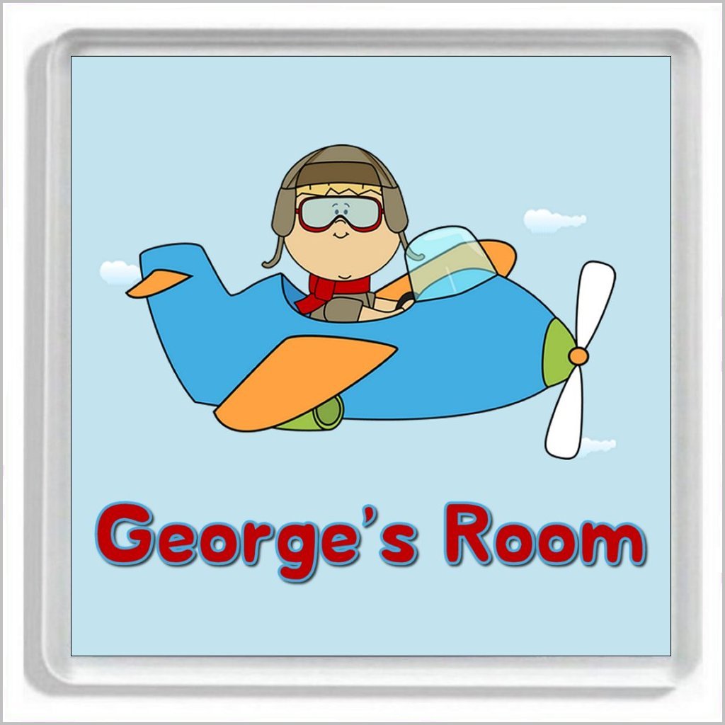 Personalised BOY FLYING AN AIRPLANE Bedroom Door Plaque