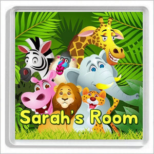 Personalised JUNGLE ANIMALS Bedroom Door Plaque