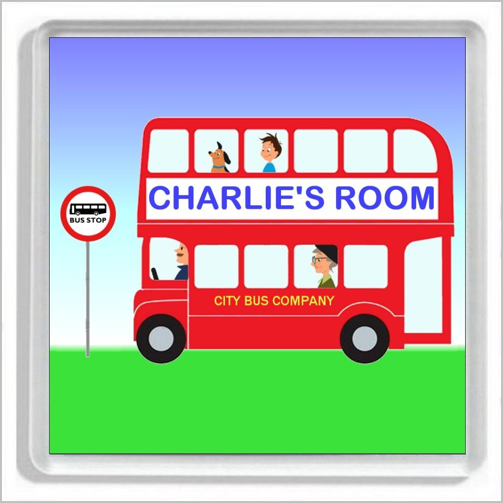 Personalised RED DOUBLE DECKER BUS Bedroom Door Plaque