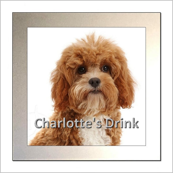 Personalised CAVAPOO DOG Glass Drinks Coaster