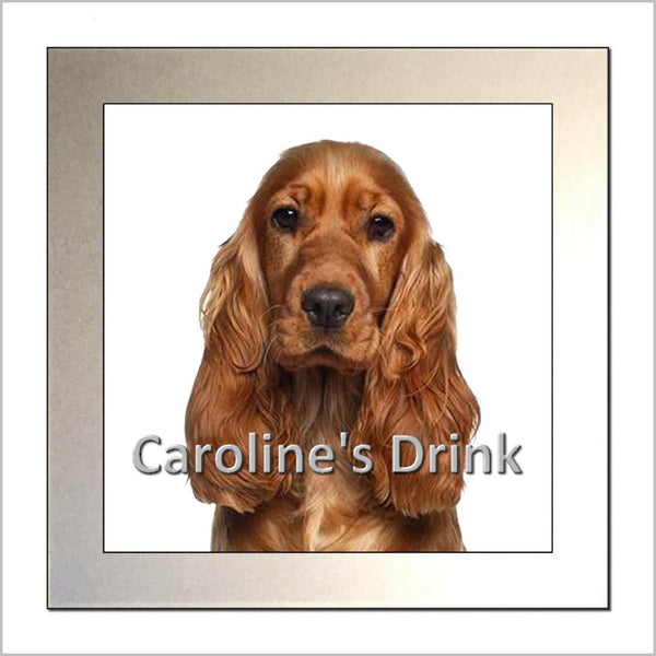 Personalised COCKER SPANIEL DOG Glass Drinks Coaster - TWO DESIGNS AVAILABLE