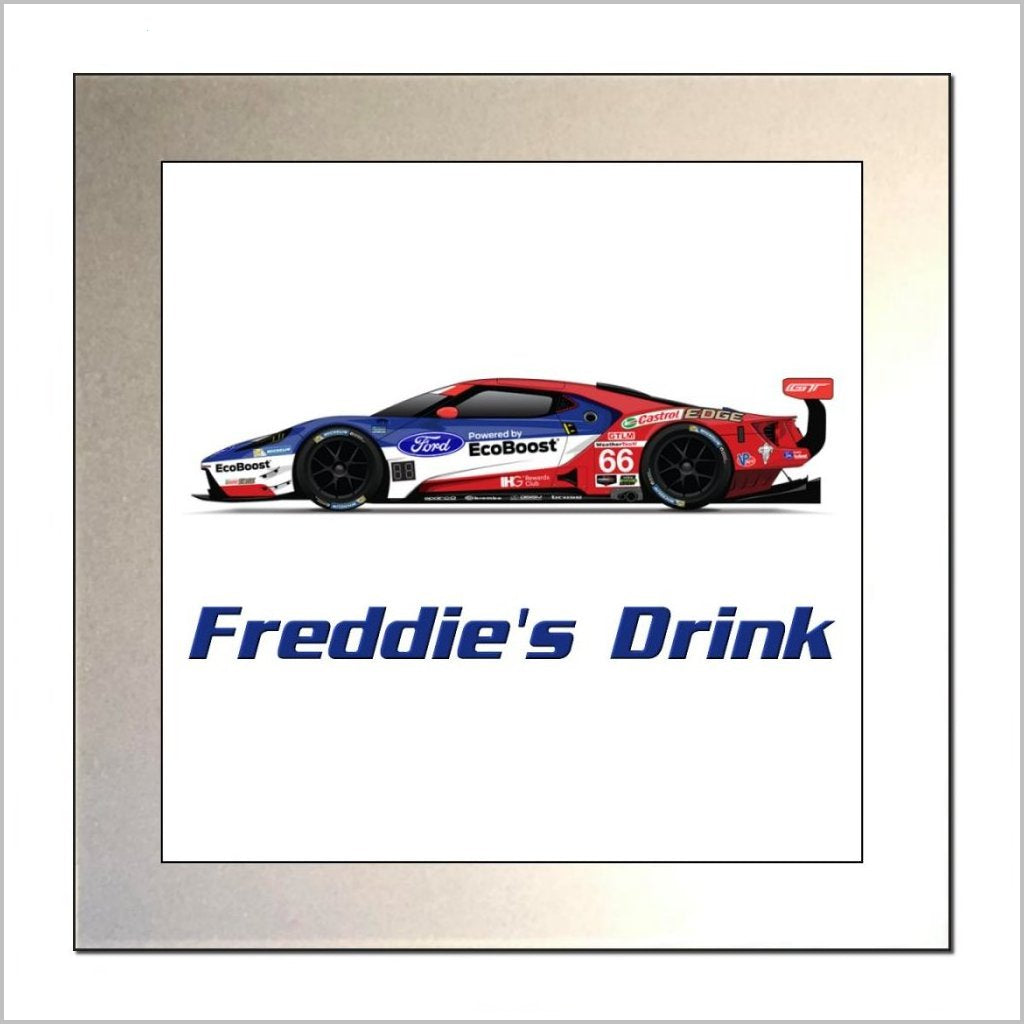 Personalised FORD GT LE MANS SPORTS CAR Glass Drinks Coaster