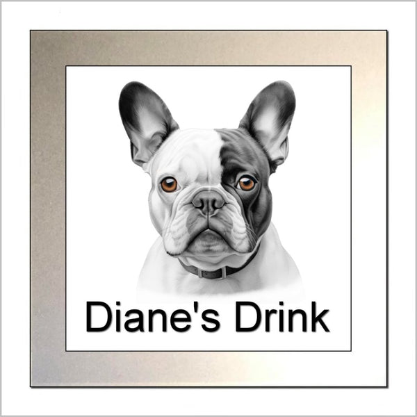 Personalised FRENCH BULLDOG Glass Drinks Coaster - THREE DESIGNS AVAILABLE
