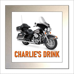 Personalised Classic Motorcycle Glass Drinks Coaster for HARLEY DAVIDSON ELECTRA GLIDE Enthusiasts