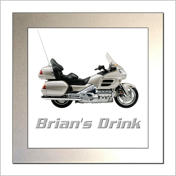 Personalised Classic Motorcycle Glass Drinks Coaster for HONDA GOLDWING Enthusiasts (2 DESIGNS)