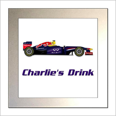 Personalised GRAND PRIX RACING CAR Glass Drinks Coaster