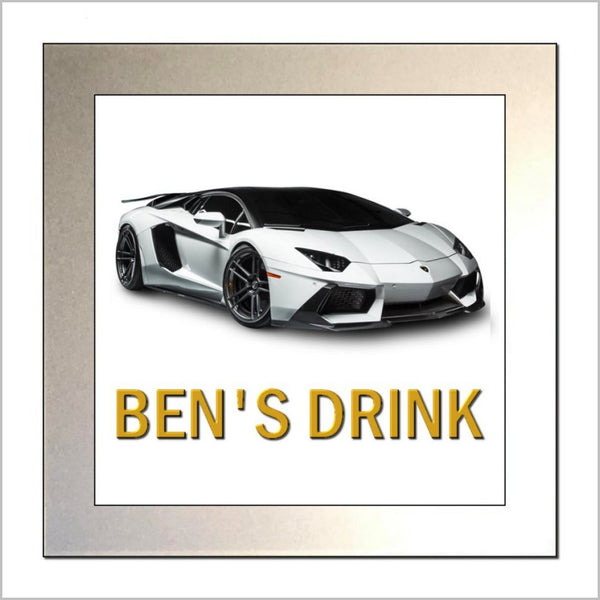 Personalised Supercar Glass Drinks Coaster for LAMBORGHINI AVENTADOR Enthusiasts