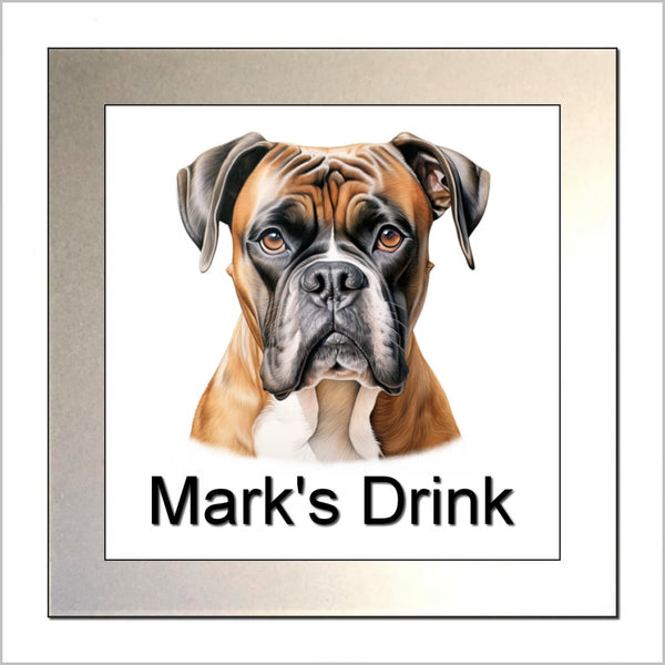 Personalised BOXER DOG Glass Drinks Coaster