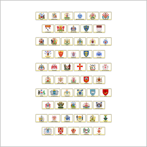 ENGLISH CITY COATS OF ARMS FRIDGE MAGNETS