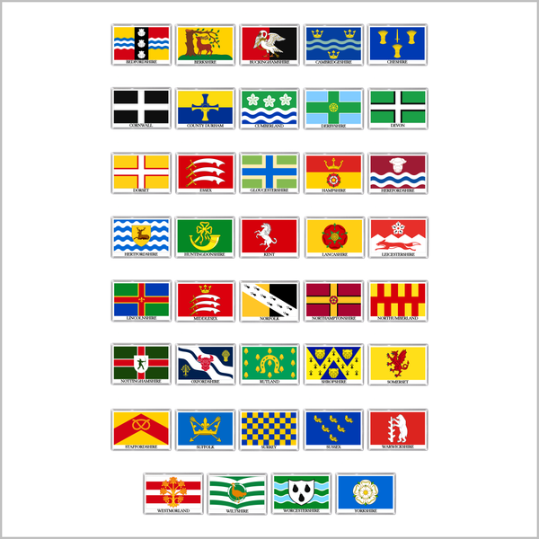 HISTORIC ENGLISG COUNTY FLAGS JUMBO FRIDGE MAGNETS