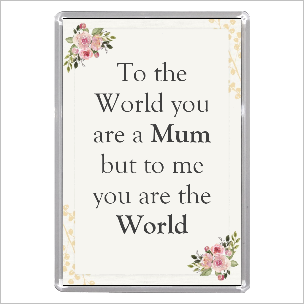 "TO THE WORLD YOU ARE A MUM ..." Jumbo Acrylic Fridge Magnets (2 WORDINGS)