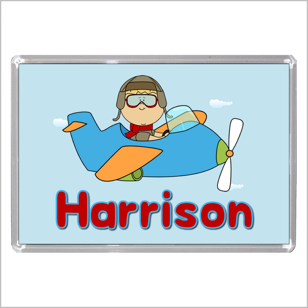 Personalised BOY FLYING AN AIRPLANE Jumbo Acrylic Fridge Magnet