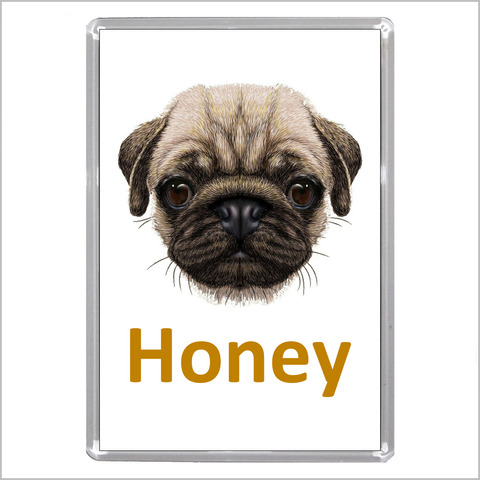 Personalised PUG DOG Jumbo Acrylic Fridge Magnet