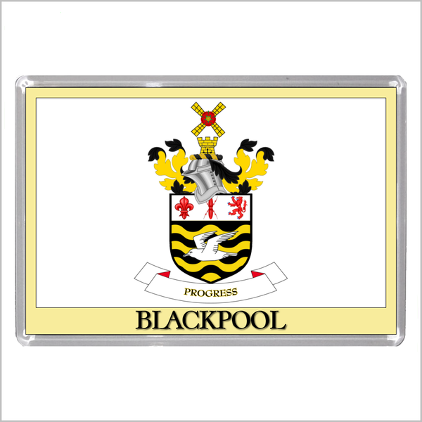 UK ENGLAND - ENGLISH TOWN COATS OF ARMS Jumbo Acrylic Fridge Magnets - Town Names A to L (52 DESIGNS)
