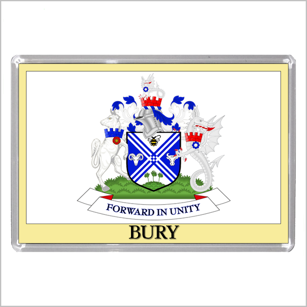 UK ENGLAND - ENGLISH TOWN COATS OF ARMS Jumbo Acrylic Fridge Magnets - Town Names A to L (52 DESIGNS)